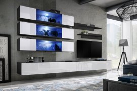 Regal für das Wohnzimmer FLY J3 320 cm LED - schwarz/weiß