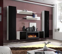 Regal für das Wohnzimmer FLY M1 260 cm - weiß/schwarz