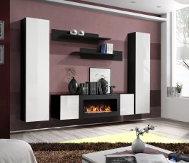 Regal für das Wohnzimmer FLY M1 260 cm - schwarz/weiß