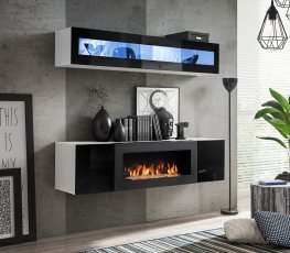 Regal für das Wohnzimmer FLY N2 160 cm LED - weiß/schwarz