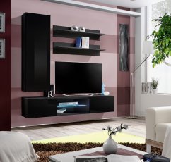 Regal für das Wohnzimmer FLY S1 160 cm LED - schwarz