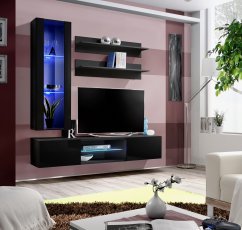 Regal für das Wohnzimmer FLY S2 160 cm LED - schwarz