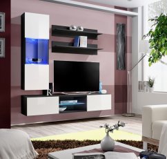 Regal für Wohnzimmer FLY S3 160 cm LED - schwarz/weiß
