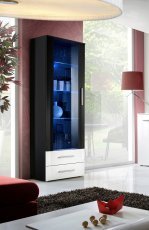 Vitrine Neo I LED - schwarz/weißer Glanz/schwarzer Glanz