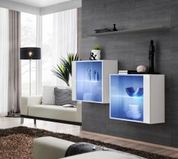 Regal für Wohnzimmer Switch SB III LED - weiß/graphit