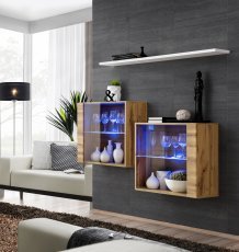 Regal für das Wohnzimmer Switch SB III LED - Wotan Eiche/Weiß