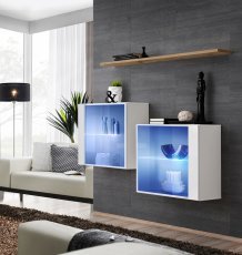 Regal für das Wohnzimmer Switch SB III LED - Weiß/Wotan Eiche