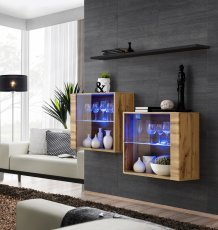 Regal für das Wohnzimmer Switch SB III LED - Wotan Eiche/Schwarz