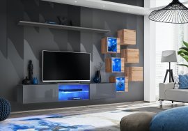 Regal für das Wohnzimmer Switch XXI LED - Graphit/Wotan Eiche