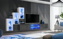 Wohnzimmerregal Switch XXII 240 cm LED - weiß/graphit