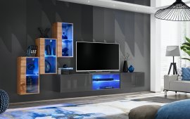 Regal für das Wohnzimmer Switch XXII 240 cm LED - Wotan Eiche/Graphit