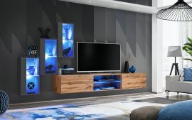 Regal für das Wohnzimmer Switch XXII 240 cm LED - Graphit/Wotan Eiche