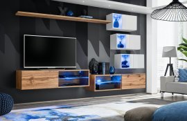 Regal für Wohnzimmer Switch XXIV 260 cm LED - Wotan Eiche/Weiß