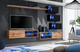 Regal für Wohnzimmer Switch XXIV 260 cm LED - Wotan Eiche/Schwarz
