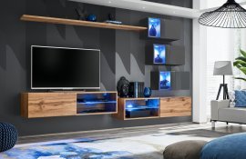 Regal für Wohnzimmer Switch XXIV 260 cm LED - Wotan Eiche/Graphit
