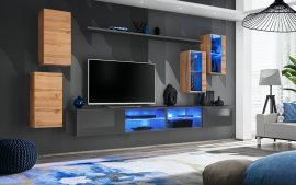 Regal für das Wohnzimmer Switch XXV 280 cm LED - Wotan Eiche/Graphit