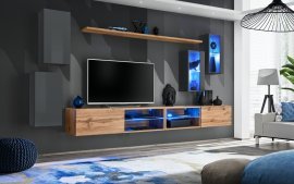 Regal für das Wohnzimmer Switch XXV 280 cm LED - Graphit/Wotan Eiche