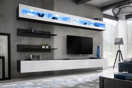 Regal für das Wohnzimmer FLY I2 320 cm LED - schwarz/weiß
