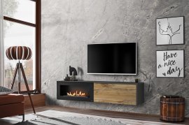 TV-Element Dallas B mit Biokamin - Anthrazit/Flagstaff Eiche