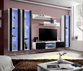 Regal für das Wohnzimmer FLY P2 - weiß/schwarz