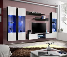 Regal für Wohnzimmer FLY P3 - schwarz/weiß