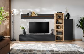 Wohnzimmer-TV-Regal Silk 3 - Schwarz/Ribbeck Eiche