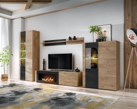 Wohnzimmer-TV-Regal Aron mit Biokamin