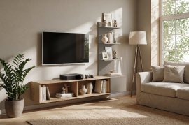 Wohnzimmer-TV-Regal Joy – Eiche/Grau