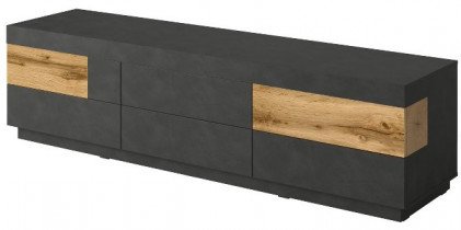 TV-Schrank Silke groß - Schwarz matt/Wotaneiche - 241NGY40
