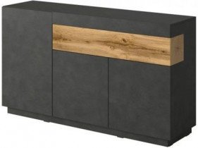 Kommode Silke 2 - Schwarz Matt/Votan Eiche - 241NGY43