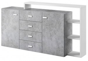 Kommode Bota - Weiß/Beton Colorado - 2484FG27