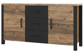 Kommode mit Doppeltüren Olin - Appenzeller Fichte/Schwarz - 24ABJC26