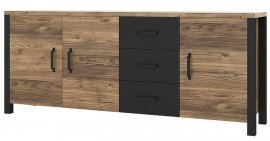 Kommode mit Drehtüren Olin - Appenzeller Fichte/Schwarz - 24ABJC47