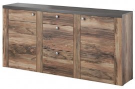 Kommode Larona groß - Nussbaum Satin/Touchwood - 24Z6DZ25