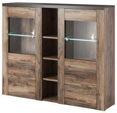 Vitrine Larona groß - Nussbaum Satin/Touchwood - 24Z6DZ46
