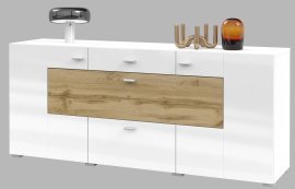 Kommode Coby - Weiß-Wotaneiche/Weiß Glanz-Wotaneiche - 247JMB26