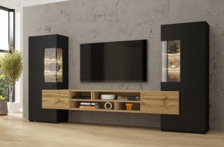 Helvetia meble - TV Regal Coby - Schwarzer Onyx/Wotan Eiche - 24WNMB10