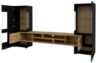 Helvetia meble - TV Regal Coby - Schwarzer Onyx/Wotan Eiche - 24WNMB10