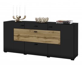 Kommode Coby - Schwarzer Onyx/Wotaneiche - 24WNMB26
