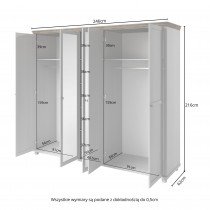 Helvetia meble - Großer Kleiderschrank Evora S - grün/Eiche Lefkas - 24ZRJU21
