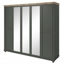 Helvetia meble - Großer Kleiderschrank Evora S - grün/Eiche Lefkas - 24ZRJU21