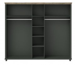 Helvetia meble - Großer Kleiderschrank Evora S - grün/Eiche Lefkas - 24ZRJU21