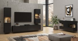 Wohnzimmer Ava - Schwarzer Onyx/Wotan Eiche