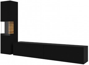 Helvetia meble - Wohnzimmer Ava - Schwarzer Onyx/Wotaneiche - 24WNLM09