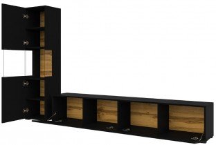 Helvetia meble - Wohnzimmer Ava - Schwarzer Onyx/Wotaneiche - 24WNLM09