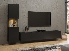 Helvetia meble - Wohnzimmer Ava - Schwarzer Onyx/Wotaneiche - 24WNLM09