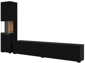 Helvetia meble - Wohnzimmer Ava - Schwarzer Onyx/Wotaneiche - 24WNLM09