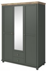 Garderobenschrank Evora S mit Spiegel - grün/Eiche Lefkas - 24ZRJU19