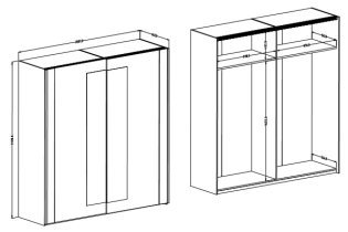 Helvetia meble - Garderobenschrank Sigma - Eiche Flagstaff/Stahldraht - 24FSLI18