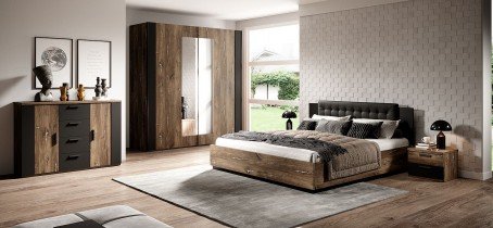Helvetia meble - Garderobenschrank Sigma - Eiche Flagstaff/Stahldraht - 24FSLI18
